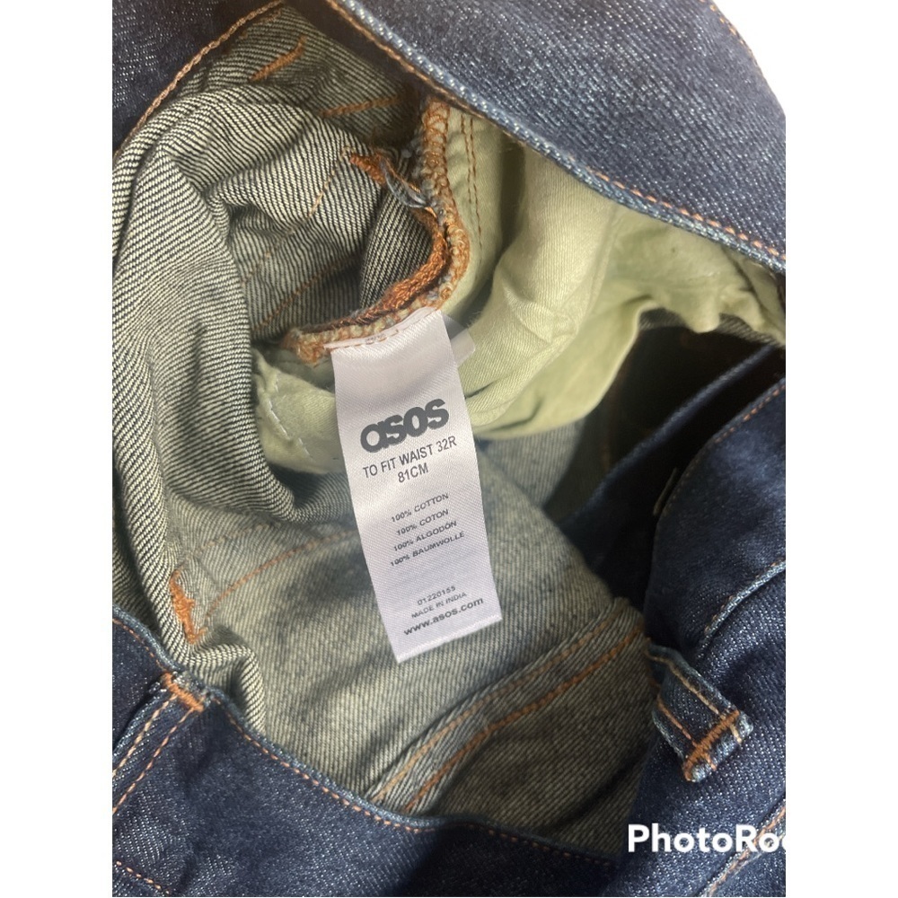 ASOS Dark Blue Wash Distressed Jeans Men’s 32x32 Button Fly Cotton Denim NWT - Picture 10 of 10